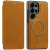 Phonesta Luxury Leather Book Wallet Case hoesje met MagSafe voor Samsung Galaxy S25 Ultra - Lichtbruin