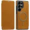 Phonesta Luxury Leather Book Wallet Case hoesje met MagSafe voor Samsung Galaxy S25 Ultra - Lichtbruin