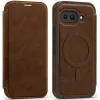 Phonesta Luxury Leather Book Wallet Case hoesje met MagSafe voor Google Pixel 9a - Donkerbruin