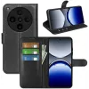 Phonesta Litchi Skin Book Wallet Case hoesje voor Oppo Find X8 Pro - Zwart 2