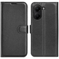 Phonesta Litchi Skin Book Wallet Case hoesje voor Xiaomi Poco X7 Pro - Zwart