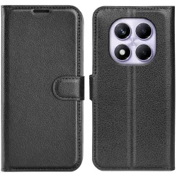 Phonesta Litchi Skin Book Wallet Case hoesje voor Xiaomi Redmi Note 14 Pro 4G - Zwart