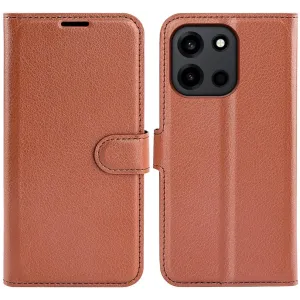 Phonesta Litchi Skin Book Wallet Case hoesje voor OnePlus Nord 6 - Bruin