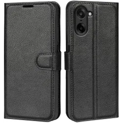 Phonesta Litchi Skin Book Wallet Case hoesje voor OnePlus Nord CE5 - Zwart