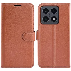 Phonesta Litchi Skin Book Wallet Case hoesje voor Xiaomi 15T - Bruin