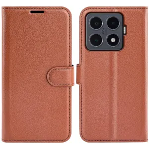 Phonesta Litchi Skin Book Wallet Case hoesje voor Xiaomi 15T Pro - Bruin