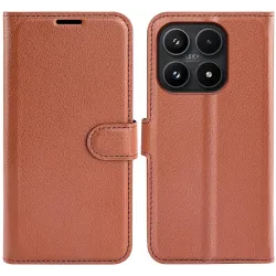 Phonesta Litchi Skin Book Wallet Case hoesje voor Xiaomi 17 - Bruin
