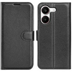 Phonesta Litchi Skin Book Wallet Case hoesje voor Xiaomi Poco X8 Pro - Zwart