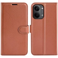 Phonesta Litchi Skin Book Wallet Case hoesje voor Xiaomi Poco X8 Pro Max - Bruin