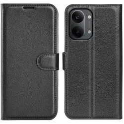 Phonesta Litchi Skin Book Wallet Case hoesje voor Xiaomi Poco X8 Pro Max - Zwart