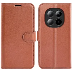 Phonesta Litchi Skin Book Wallet Case hoesje voor Xiaomi Redmi Note 15 4G/5G / Xiaomi Poco M8 - Bruin