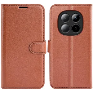 Phonesta Litchi Skin Book Wallet Case hoesje voor Xiaomi Redmi Note 15 Pro 5G - Bruin