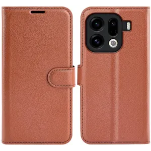 Phonesta Litchi Skin Book Wallet Case hoesje voor Oppo Find X9 Pro - Bruin