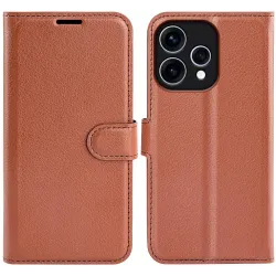 Phonesta Litchi Skin Book Wallet Case hoesje voor Oppo Reno15 - Bruin
