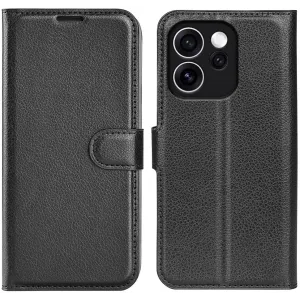 Phonesta Litchi Skin Book Wallet Case hoesje voor Oppo Reno15 F/FS - Zwart