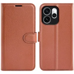 Phonesta Litchi Skin Book Wallet Case hoesje voor Oppo Reno15 Pro - Bruin