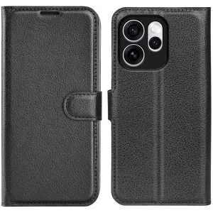 Phonesta Litchi Skin Book Wallet Case hoesje voor Oppo Reno15 Pro Max - Zwart