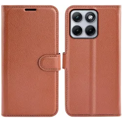 Phonesta Litchi Skin Book Wallet Case hoesje voor Motorola Edge 70 Fusion - Bruin