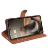 Phonesta Litchi Skin Book Wallet Case hoesje voor Motorola Moto G67/G77 - Bruin 4