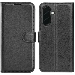 Phonesta Litchi Skin Book Wallet Case hoesje voor Samsung Galaxy A37 - Zwart