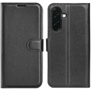 Phonesta Litchi Skin Book Wallet Case hoesje voor Samsung Galaxy A37 - Zwart