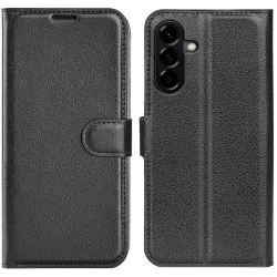 Phonesta Litchi Skin Book Wallet Case hoesje voor Samsung Galaxy A57 - Zwart