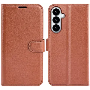 Phonesta Litchi Skin Book Wallet Case hoesje voor Samsung Galaxy S26 Plus - Bruin