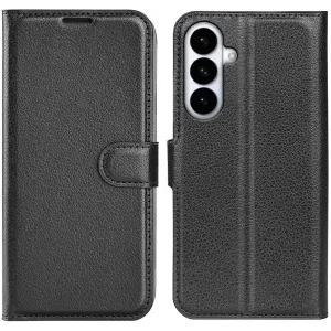 Phonesta Litchi Skin Book Wallet Case hoesje voor Samsung Galaxy S26 Plus - Zwart