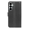 Phonesta Litchi Skin Book Wallet Case hoesje voor Samsung Galaxy S26 Plus - Zwart 2