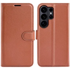Phonesta Litchi Skin Book Wallet Case hoesje voor Samsung Galaxy S26 Ultra - Bruin