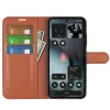 Phonesta Litchi Skin Book Wallet Case hoesje voor Nothing Phone (3) - Bruin 3