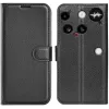 Phonesta Litchi Skin Book Wallet Case hoesje voor Nothing Phone (3) - Zwart 0