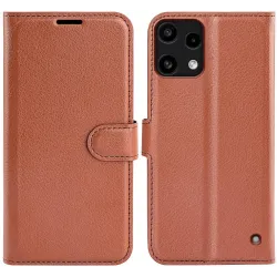 Phonesta Litchi Skin Book Wallet Case hoesje voor Nothing Phone (3a) Lite - Bruin