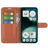 Phonesta Litchi Skin Book Wallet Case hoesje voor Nothing Phone (3a) Lite - Bruin 3