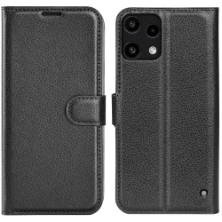 Phonesta Litchi Skin Book Wallet Case hoesje voor Nothing Phone (3a) Lite - Zwart