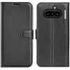 Phonesta Litchi Skin Book Wallet Case hoesje voor Nothing Phone (4a) - Zwart 0