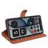 Phonesta Litchi Skin Book Wallet Case hoesje voor Nothing Phone (4a) Pro - Bruin 4