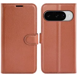Phonesta Litchi Skin Book Wallet Case hoesje voor Google Pixel 10 / 10 Pro - Bruin