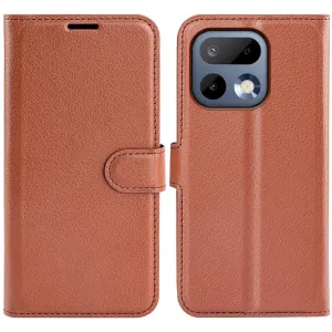 Phonesta Litchi Skin Book Wallet Case hoesje voor Realme 16 Pro - Bruin