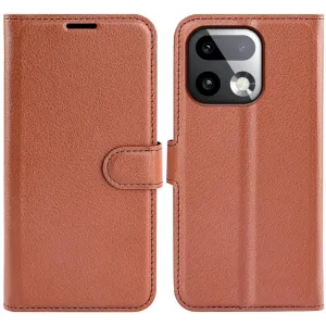 Phonesta Litchi Skin Book Wallet Case hoesje voor Realme 16 Pro Plus - Bruin