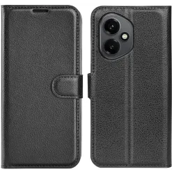 Phonesta Litchi Skin Book Wallet Case hoesje voor HONOR 400 - Zwart