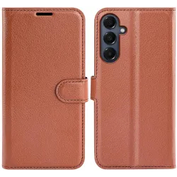 Phonesta Litchi Skin Book Wallet Case hoesje voor Samsung Galaxy A17 - Bruin