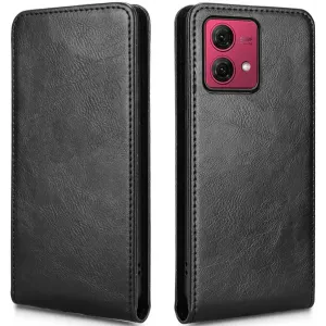 Phonesta Leather Vertical Flip Wallet Case hoesje voor Motorola Moto G84 - Zwart