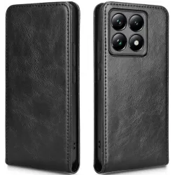 Phonesta Leather Vertical Flip Wallet Case hoesje voor Xiaomi 14T Pro - Zwart
