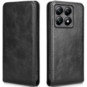 Phonesta Leather Vertical Flip Wallet Case hoesje voor Xiaomi 14T Pro - Zwart