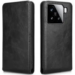 Phonesta Leather Vertical Flip Wallet Case hoesje voor Xiaomi 15 - Zwart
