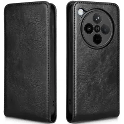 Phonesta Leather Vertical Flip Wallet Case hoesje voor Oppo Find X8 Pro - Zwart