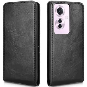 Phonesta Leather Vertical Flip Wallet Case hoesje voor Oppo Reno11 F 5G - Zwart