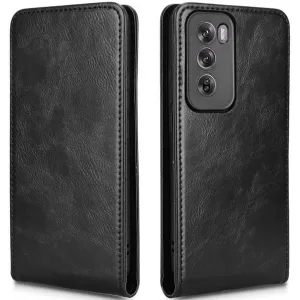 Phonesta Leather Vertical Flip Wallet Case hoesje voor Oppo Reno12 - Zwart