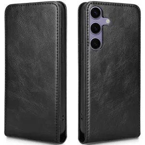 Phonesta Leather Vertical Flip Wallet Case hoesje voor Samsung Galaxy S24 FE - Zwart
